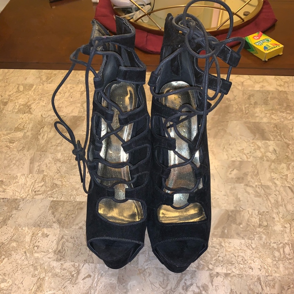 Black suede heels
